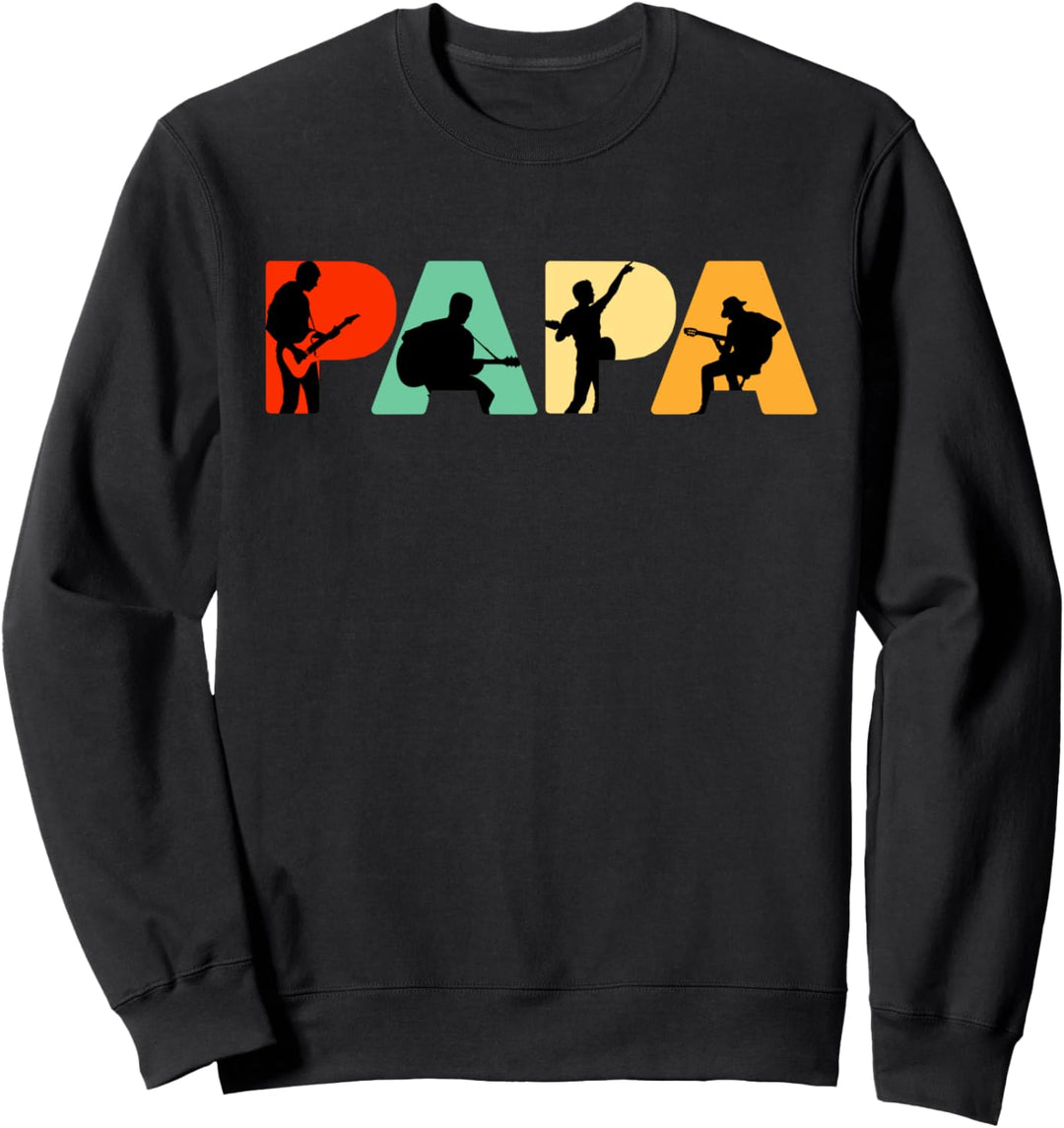 Retro Gitarre Papa Lustiger Papa Gitarrenspieler Sweatshirt