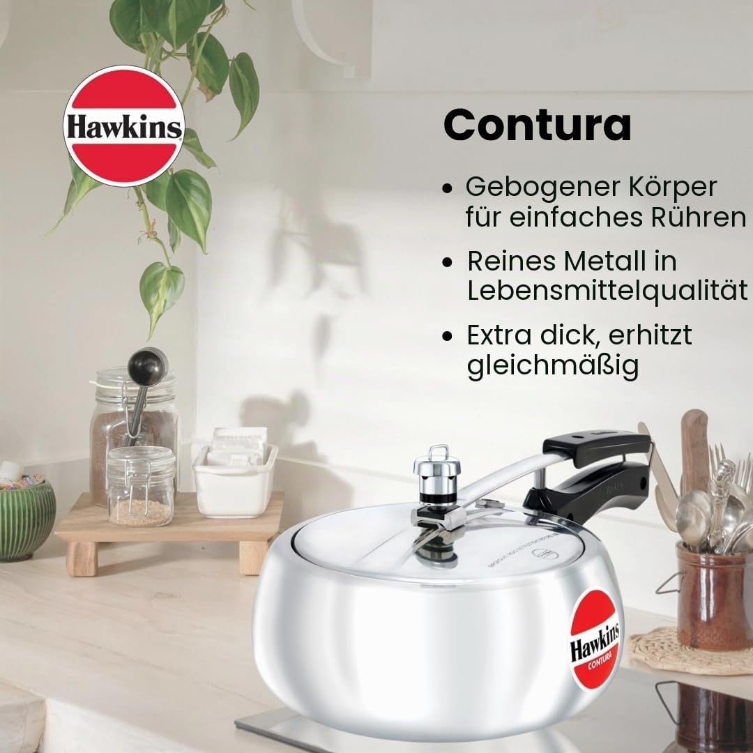 Hawkins HC35 Contura Schnellkochtopf, 3,5 l, Aluminium 3.5 litre, 3.5 litre