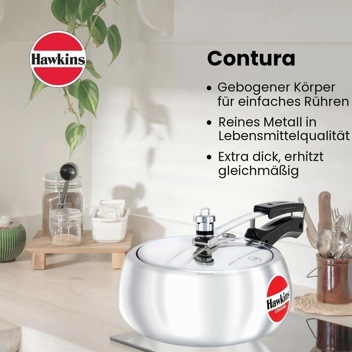 Hawkins HC35 Contura Schnellkochtopf, 3,5 l, Aluminium 3.5 litre, 3.5 litre