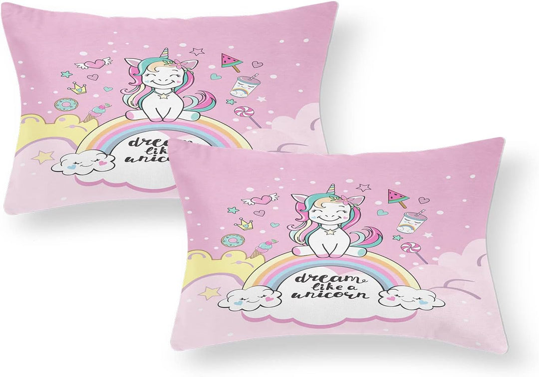 AVJWWD Einhorn Bettwäsche Set Kinder Mikrofaser Bettwäsche Cartoon Einhorn 3D Gedruckt Bettbezug 3 T