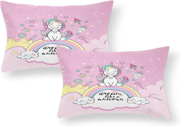 AVJWWD Einhorn Bettwäsche Set Kinder Mikrofaser Bettwäsche Cartoon Einhorn 3D Gedruckt Bettbezug 3 T