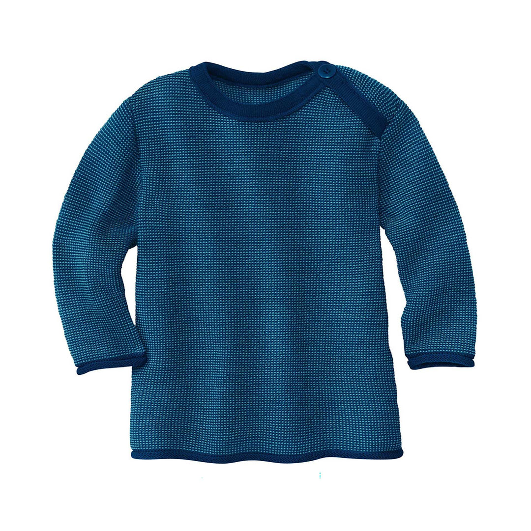 Disana Melange-Pullover, mit Knopfverschluss am Kragen | 100% Bio-Merinowolle GOTS, IVN Best | Newbo