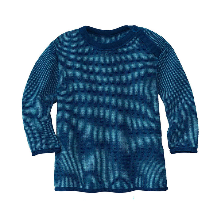 Disana Melange-Pullover, mit Knopfverschluss am Kragen | 100% Bio-Merinowolle GOTS, IVN Best | Newbo