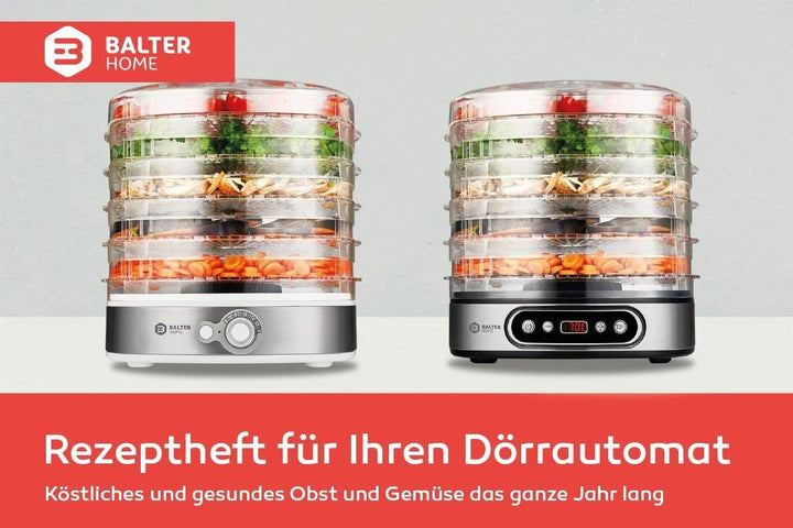 Balter Seco LCD Dörrgerät 500 W mit Temperatureinstellung Digital von 35-70°C 5 höhenverstellbare Et