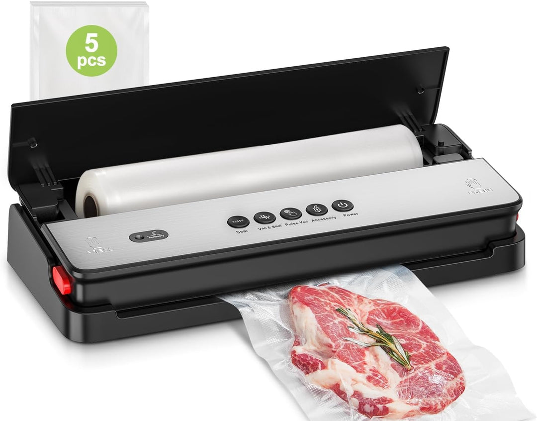 Bonsenkitchen Vakuumiergerät, für Trockene und Feuchte Lebensmittel Vakuumierer mit Eingebauter Cutt