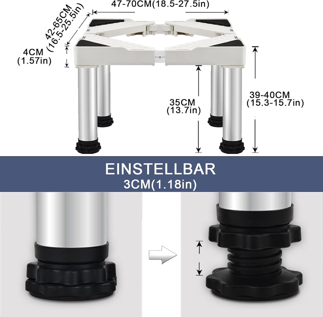 Untergestell für Kühlschrank Sockel Höhe 24cm/29cm/39cm,Einstellbare 45-67cm spülmaschine Gefriertru