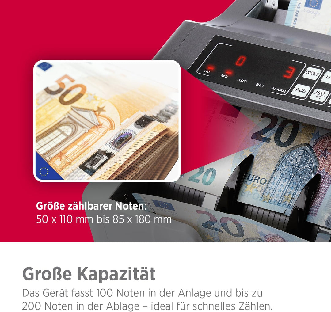 Olympia NC 452 Akku Geldzählmaschine & Geldscheinprüfer Stückzähler (für Scheine, Echtheitsprüfung,