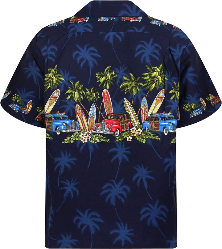 Pacific Legend Original Hawaiihemd Kurzarm Herren Kurzarm Button-Down Front-Tasche Hawaii-Print Surf