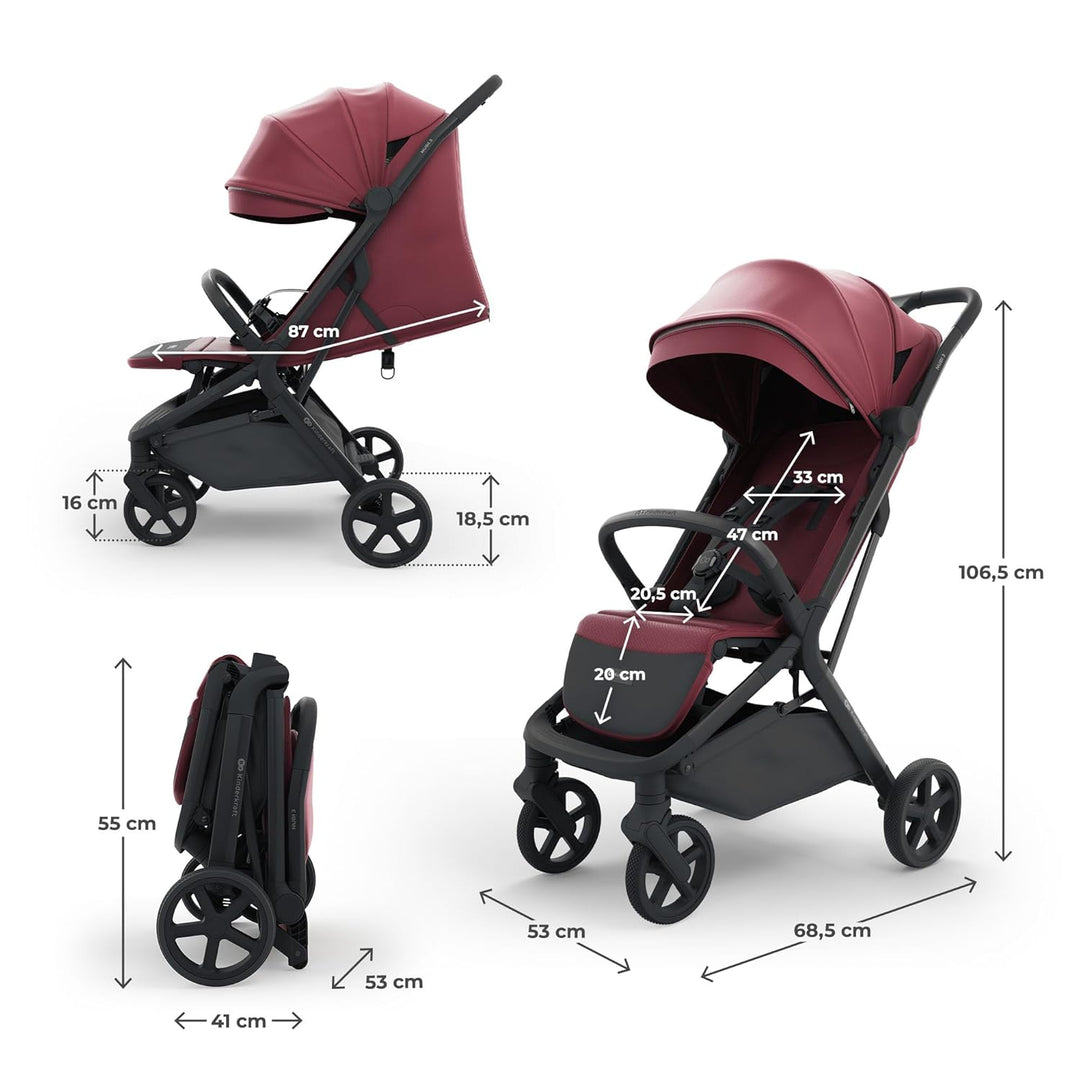 Kinderkraft NUBI 3 Buggy bis 22 kg, automatisch zusammenklappbar, grosse EVA-Räder, Mesh-Sitz, 5-Pun