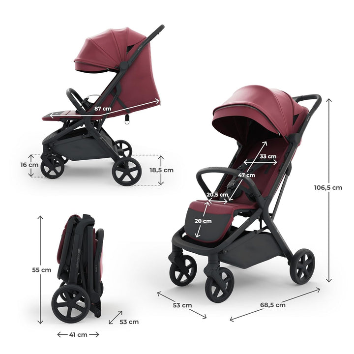 Kinderkraft NUBI 3 Buggy bis 22 kg, automatisch zusammenklappbar, grosse EVA-Räder, Mesh-Sitz, 5-Pun