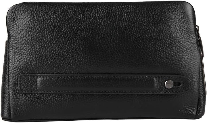 Mxzzand Herren Geldbörse Herren Reissverschluss Leder Geldbörse Smart Fingerprint Geldbörse Herren B