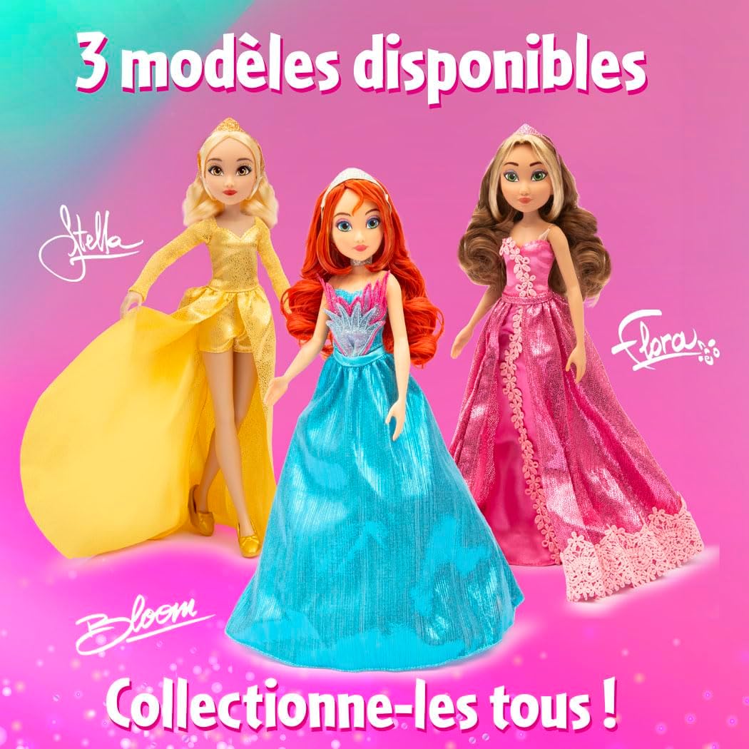 Winx Club Grand Ball Puppe – Flora im eleganten rosa Kleid mit Tiara – voll bewegliche Mode-Fee mit