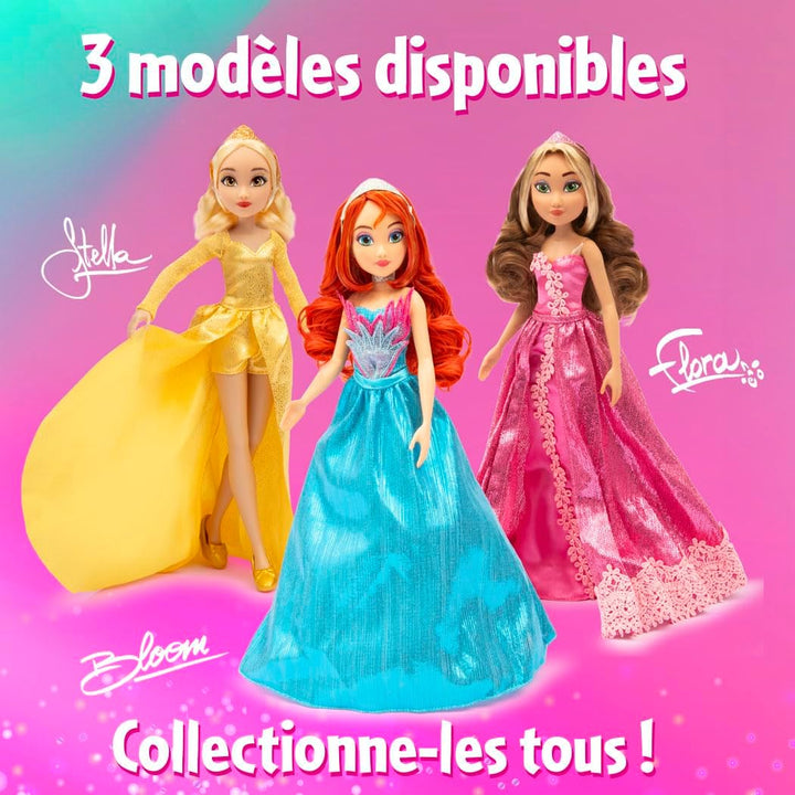 Winx Club Grand Ball Puppe – Flora im eleganten rosa Kleid mit Tiara – voll bewegliche Mode-Fee mit