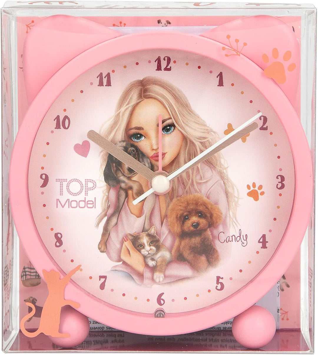 Depesche 13868 TOPModel Fur Ever Friends - Wecker in Rosa für Kinder, mit Model-Motiv, Hund und Katz