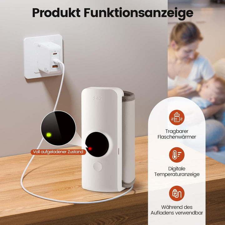 FlaschenwäRmer Baby Unterwegs,Tragbarer FlaschenwäRmer Baby Mit Lcd-Display,Mobiler FlaschenwäRmer B