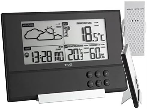 TFA Dostmann 35-1107 Pure Funk-Wetterstation, mit extra flachem Design, Wetterprognose, Aussentemper