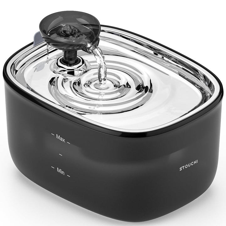 Stouchi Katzenbrunnen,Super Leise Edelstahl Trinkbrunnen für Katzen 2.5L Trinkbrunnen für Katze,LED