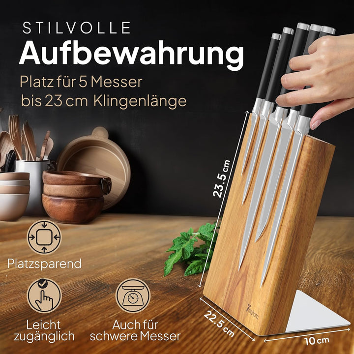 Messerblock Magnetisch Ohne Messer aus Akazienholz – Magnet-Messerhalter Universal Unbestückt Holz –