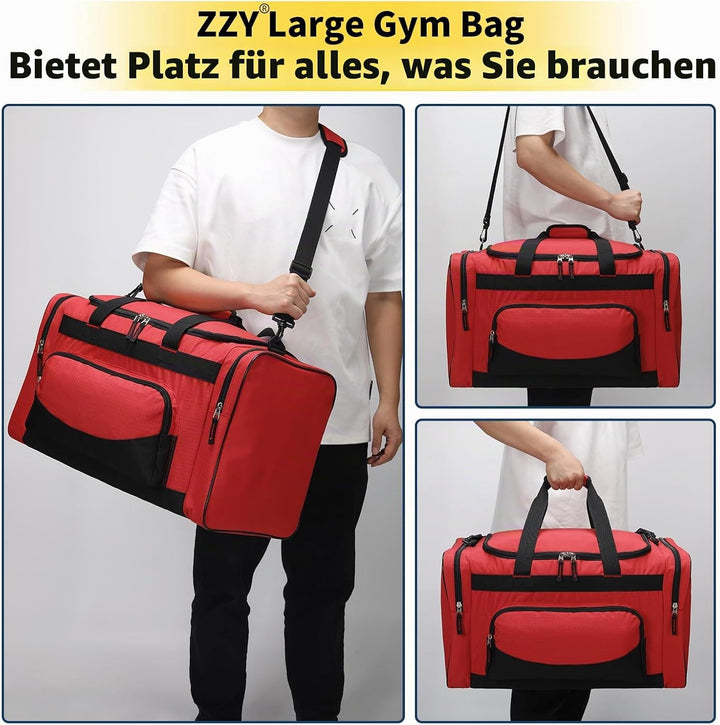 ZZY 55L Sporttasche Herren mit 2 Seitentaschen grosse Reisetasche für Fitness, Training und Reisen 5