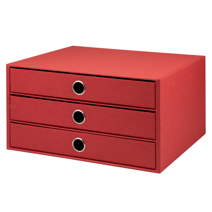 Rössler 1524452363 - S.O.H.O. 3er Schubladenbox für DIN A4, mit Griffloch, Rot, 343 x 250 x 185 mm,