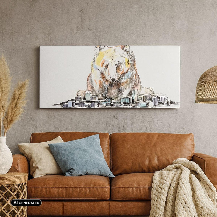 Wandbilder Dekoration Wohnzimmer Bär Spielzeug Spiel Illustration Panorama Bilder auf Leinwand 120x5