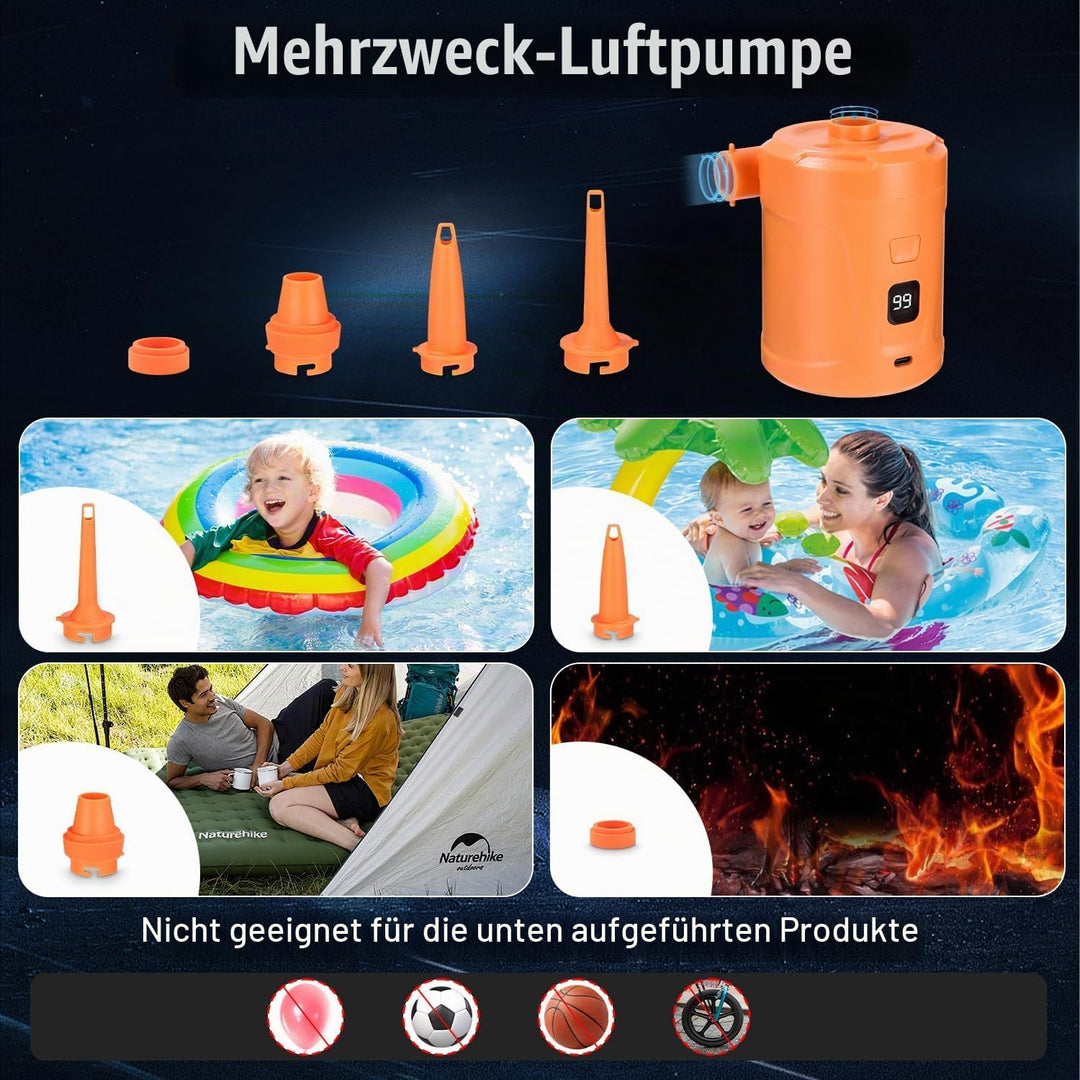 Elektrische Luftpumpe,5200mAh Wiederaufladbare Akku Luftpumpe,Mini Luftpumpe Elektrisch Inflator mit