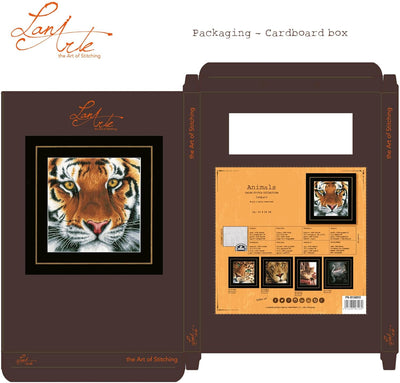 Lanarte Zählmusterpackung Tiger Zählstoff Kreuzstichpackung, Baumwolle, Mehrfarbig, 35 x 34 x 0.3 cm