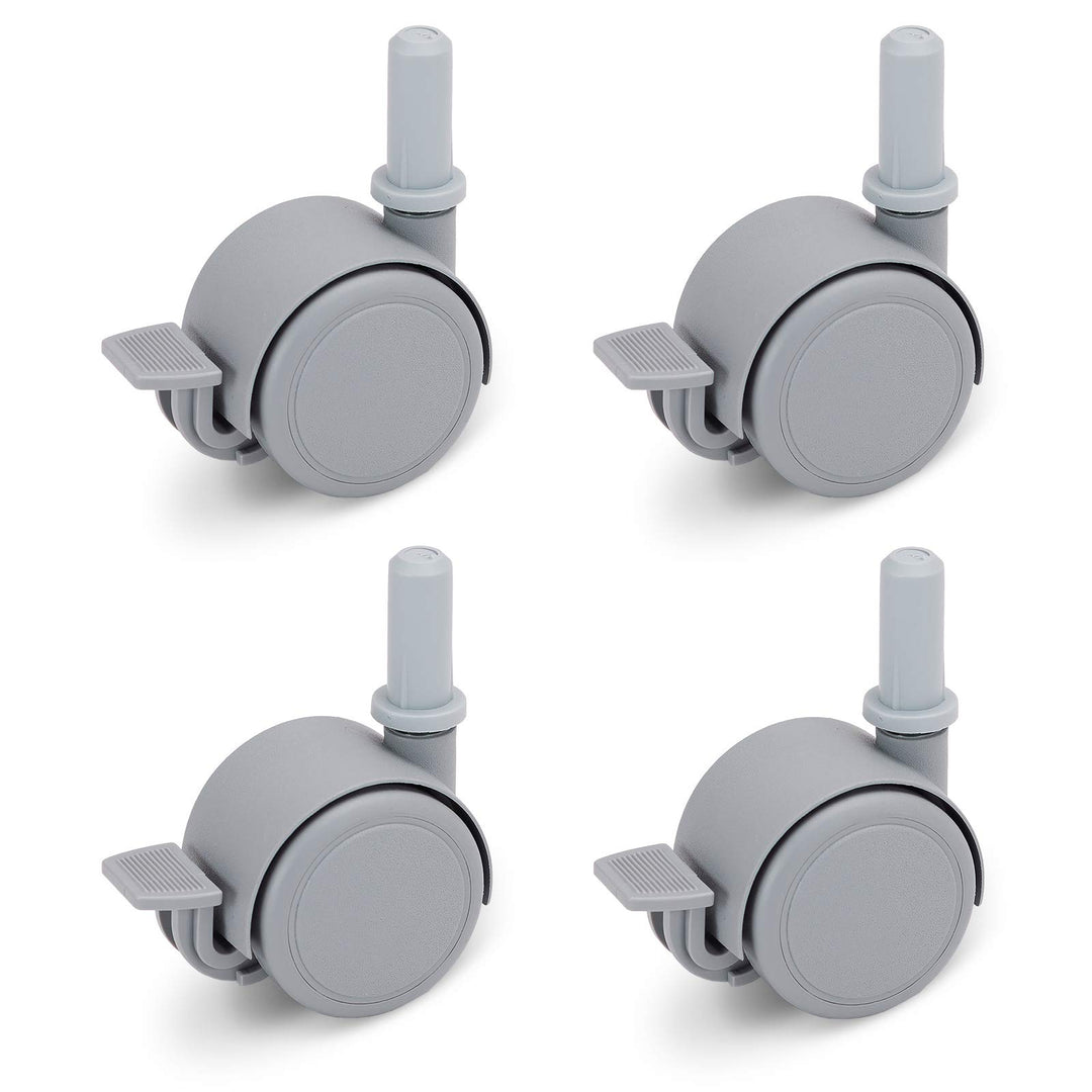 FabiMax Parkettrollensatz (4 Stück) mit Bremse für Kindermöbel, grau 4 Stück (1er Pack) grau, 4 St&#