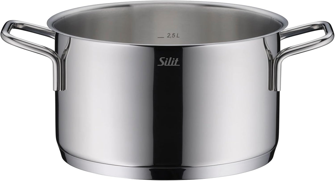 Silit Extra Cook, Kochtopf 20 cm mit Glasdeckel, Innenskalierung, breiter Schüttrand, hochwertiger s