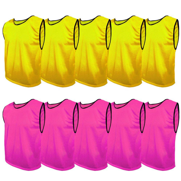 SPORTSBIBS Fussball Leibchen Set 10 Stück: 2 Farben - 5 von jeder Farbe, für Kinder und Erwachsene,