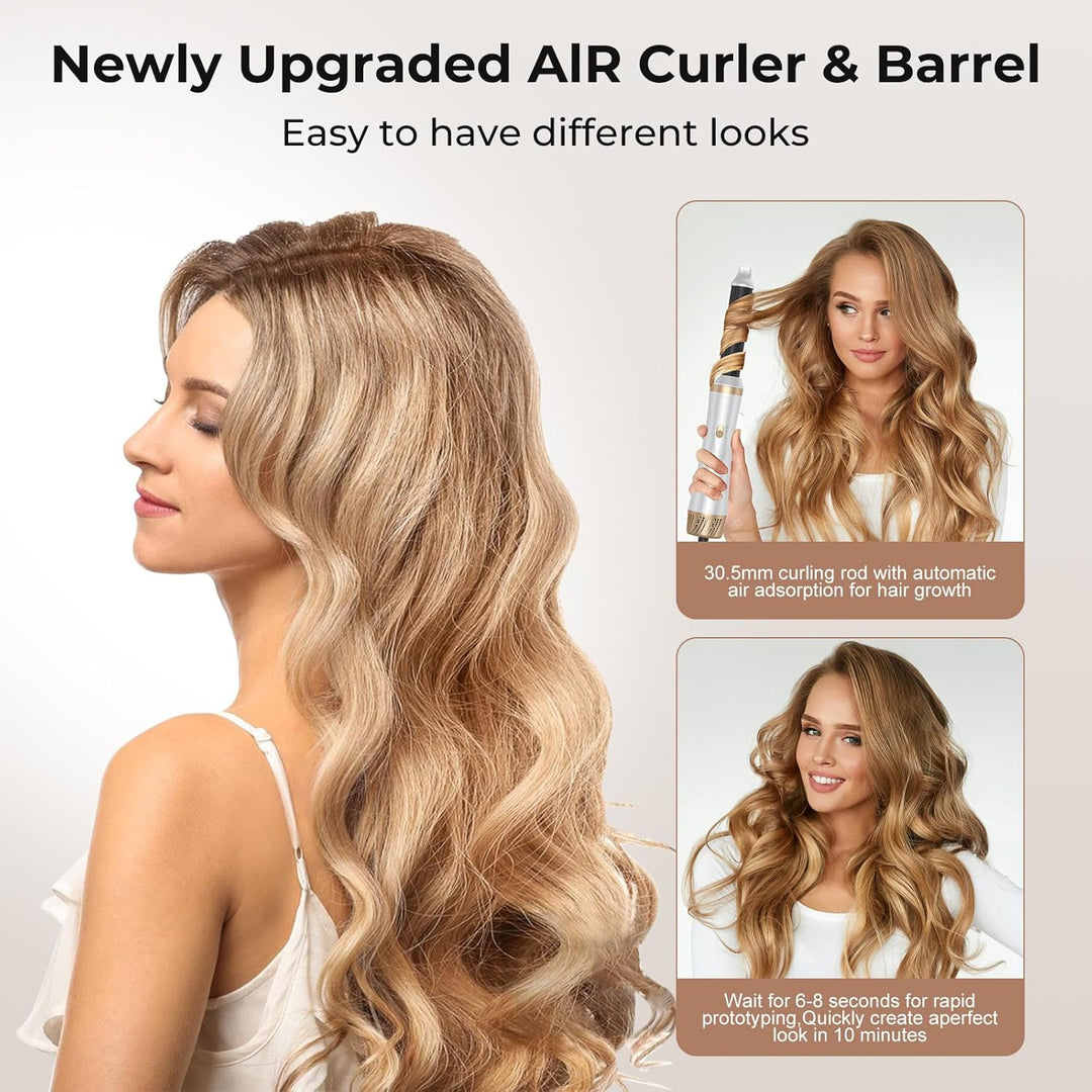 Souvik Hair Tool Set Multifunktionaler mit Warmluftbürste, Ionen Haarföhn, Lockenstab Automatisch, F