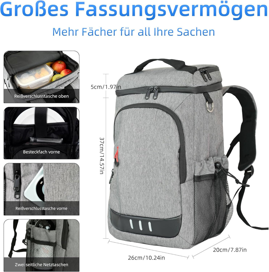 Camping Kühlrucksack,24L Kapazität Isolierter Picknickrucksack, Wasserdichter Rucksack-Kühler Auslau