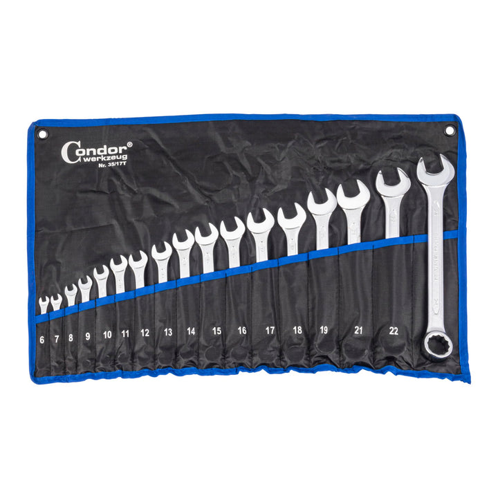 CONDOR Werkzeug 35-14T | Gabel-Ringschlüssel-Satz | 14-tlg. | Chrom-Vanadium-Stahl verchromt | 6-19
