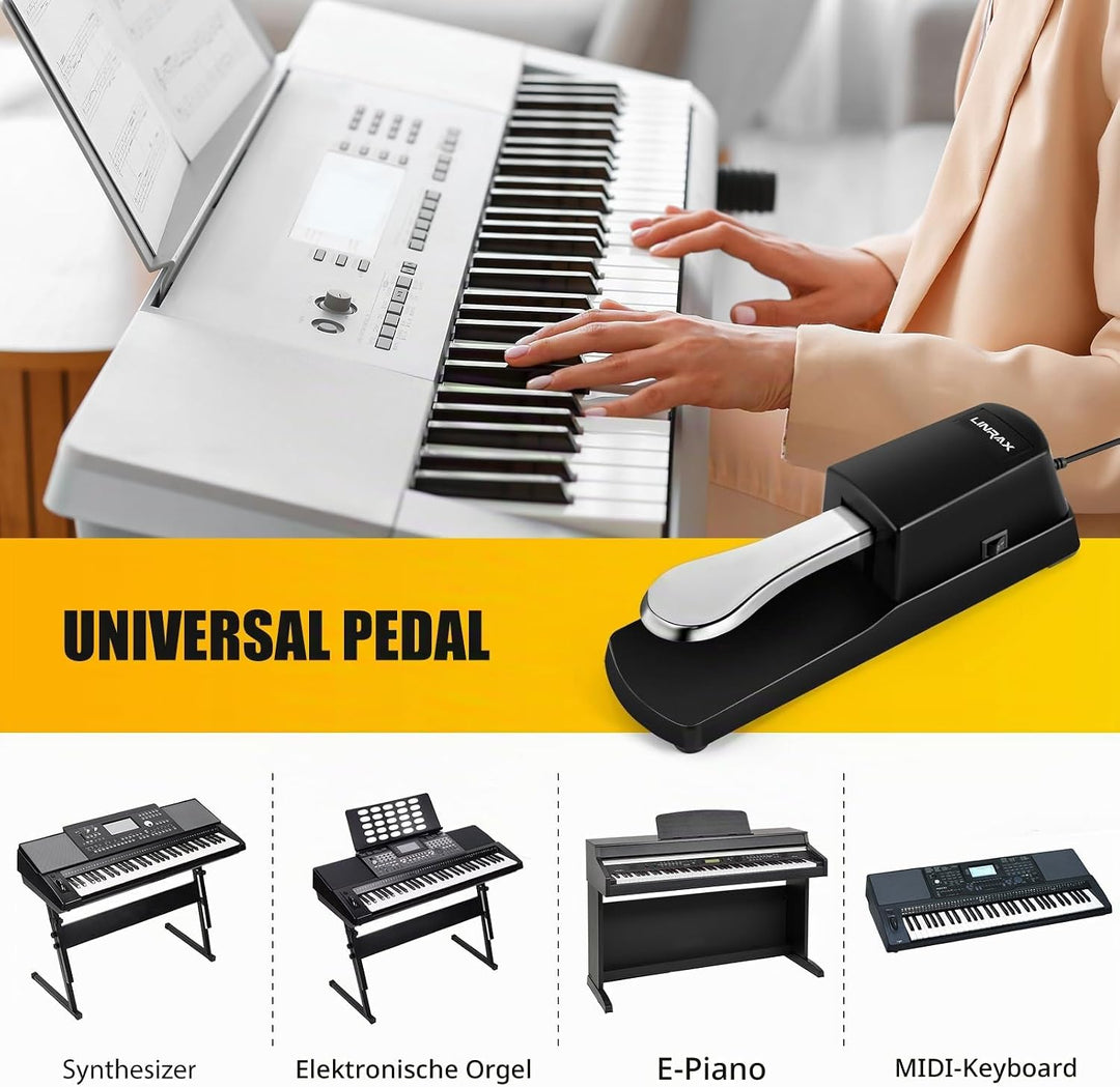 LP1 Keyboard Sustain Pedal, Universal Klavier Pedal mit Polaritätsschalter für E-Piano, E-Keyboard,