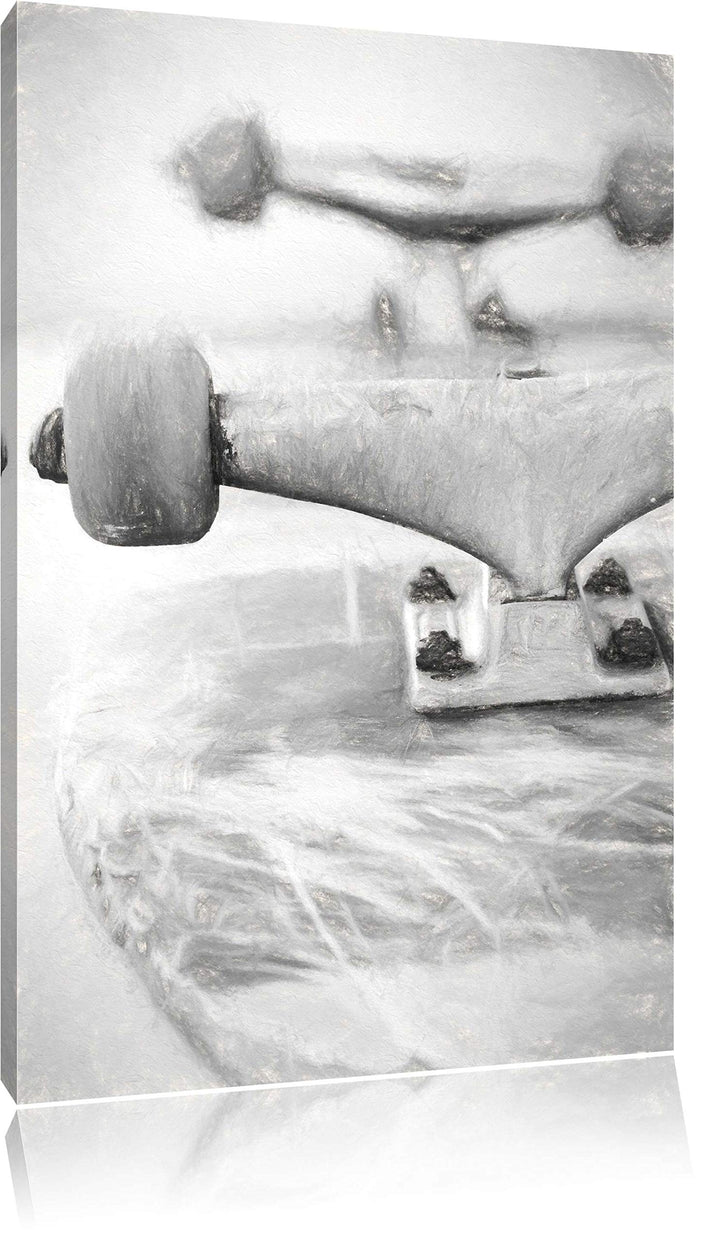 Skateboard Kohle Effekt, Format: 100x70 auf Leinwand, XXL riesige Bilder fertig gerahmt mit Keilrahm