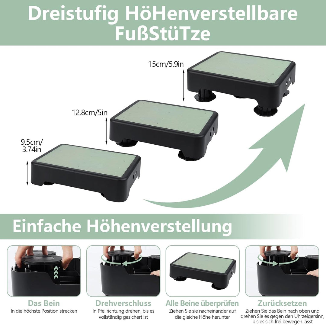 rutschfest Halbstufe, 3-Stufig Höhenverstellbarer Trittstufe mit Nachleuchtende, Tragbare Tritthocke