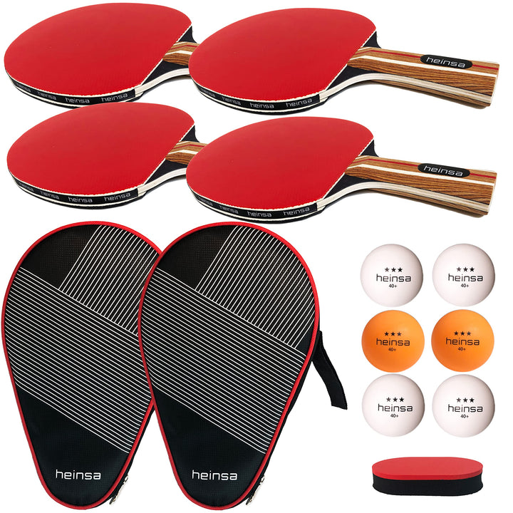 heinsa Tischtennisschläger Set, Tischtennisschläger Profi Set - Tischtennis Set mit Tasche und Tisch