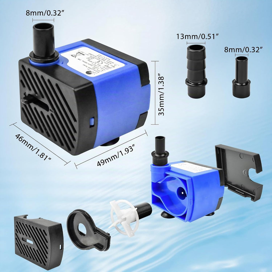 CHANCS AC 220V kleine Tauchwasserpumpe 92GPH 5W hoher Aufzug 2.79ft Mini-Brunnenpumpe für Haustierbr