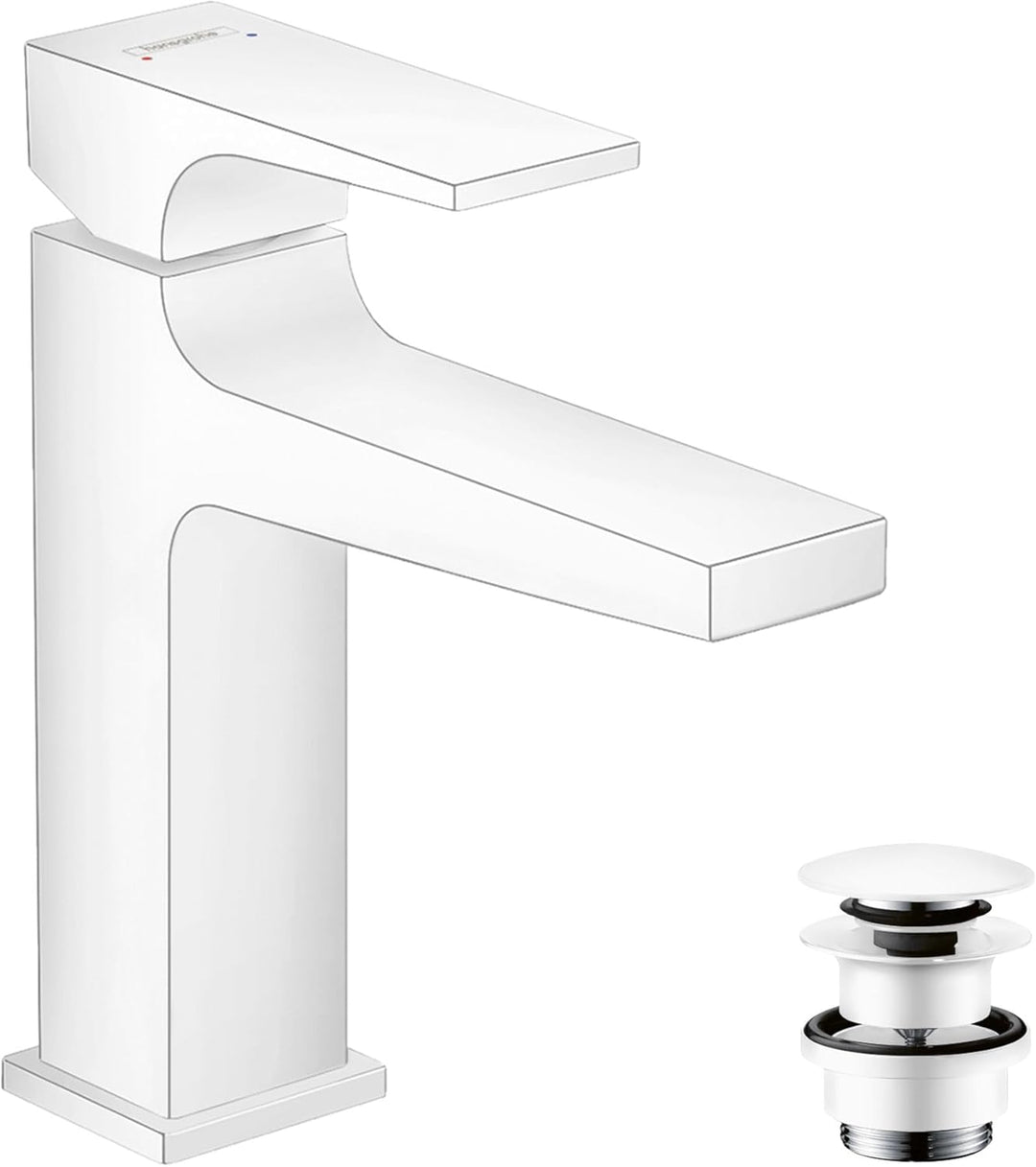 hansgrohe Wasserhahn Metropol, wassersparende Armatur mit Komfort-Höhe 110mm mit Push-Open Ablaufgar