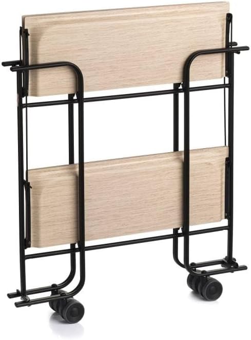 DON HIERRO - Servierwagen, klappbar, 2 Böden, Schwarzem Rahmen. Bauhaus-Buche 66 x 43 x 72 cm. Buche