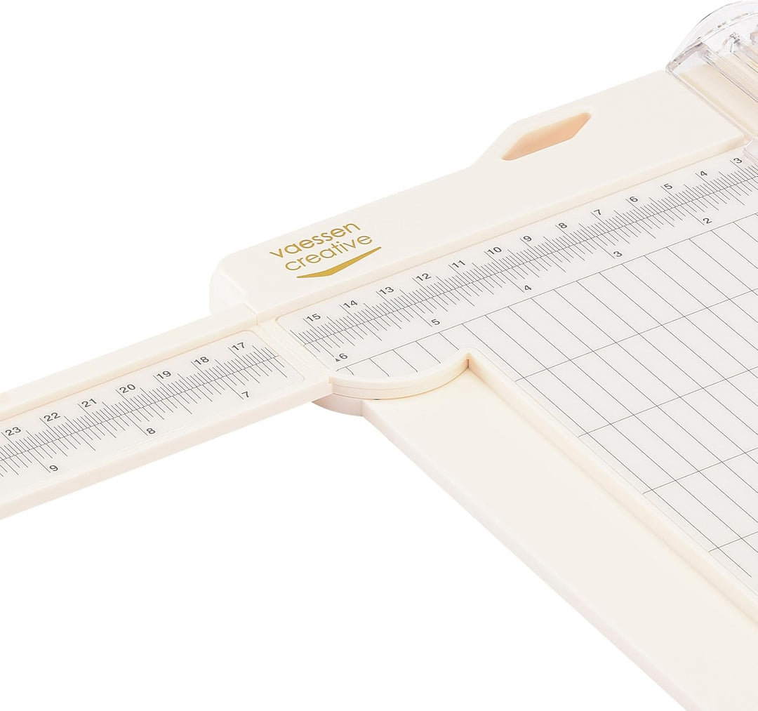 Vaessen Creative Papierschneider mit Falzbrett - Elfenbein - 15,2 x 30,5 cm - 2-in-1 Schneidemaschin
