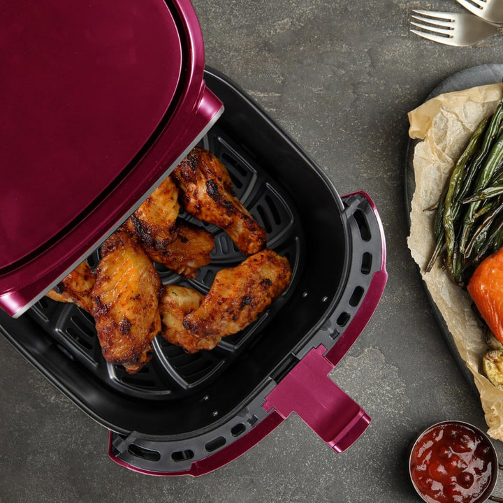 BERGNER MAROON - PFAS-Freie Heissluftfritteuse 1800W 6.9L - 8 Kochprogramme - Air Fryer mit Keramikb