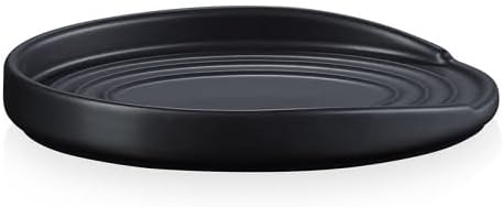 Le Creuset ovale Löffelablage aus Steinzeug, Schwarz matt, 71507150000099, Schwarz Matt