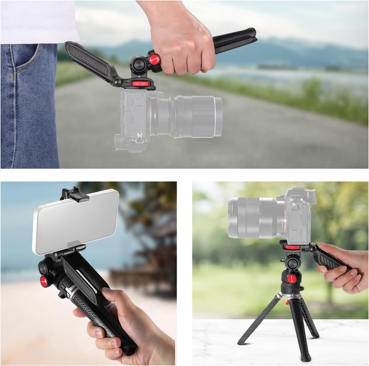NEEWER Mini Stativ für Kamera & Handy mit Griff/Handyhalter/Action Kamera Adapter/360°Schwenk&Neigew