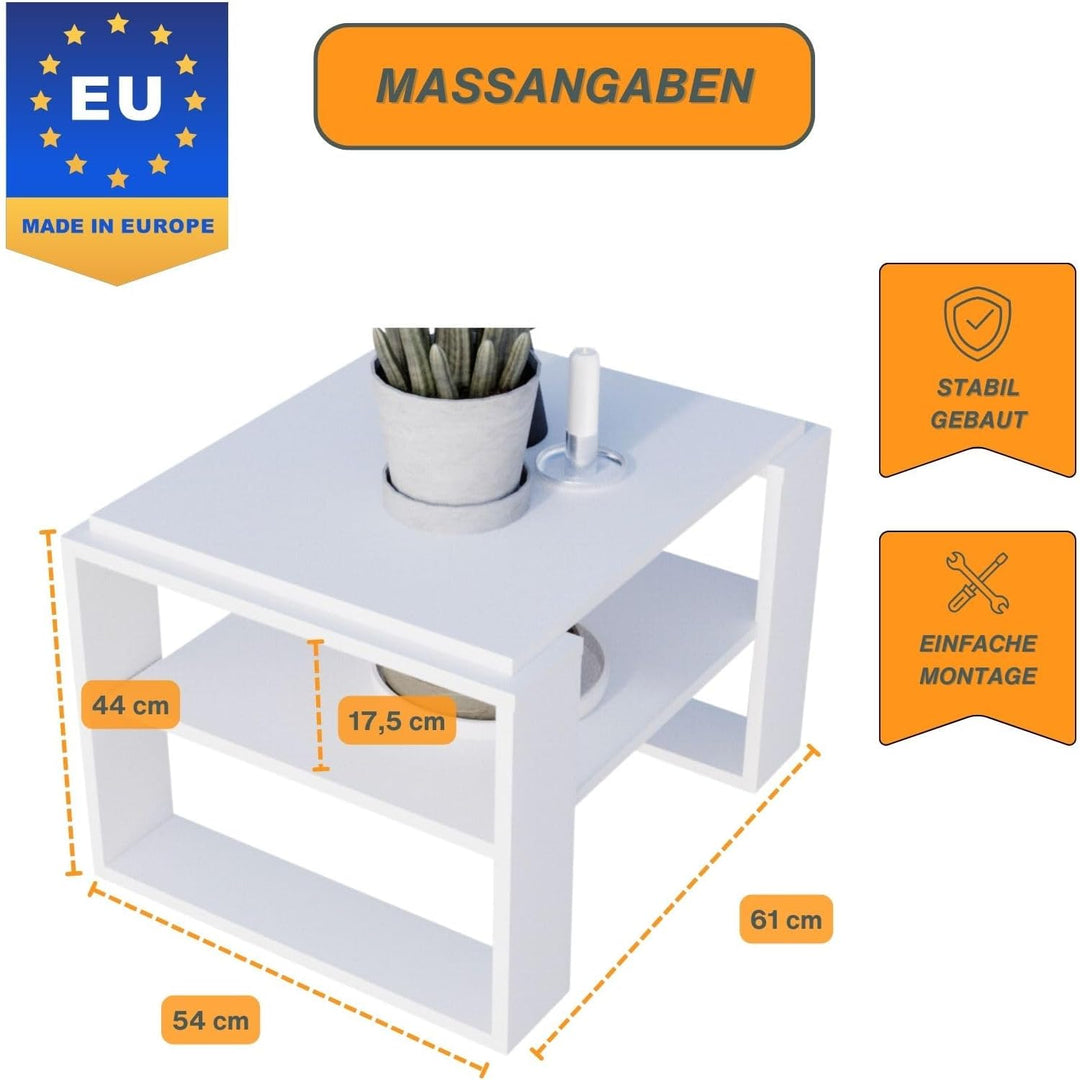 CraftPAK Wohnzimmer Tisch für Couch aus hochwertigem Holzwerkstoff, Stabiler & moderner Couchtisch m