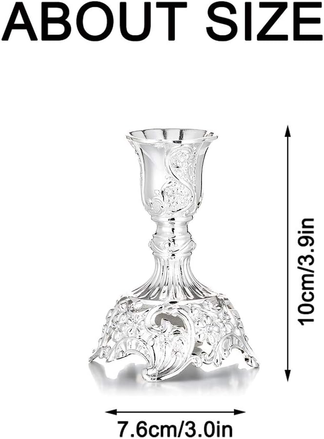 Sziqiqi 2er Set Kerzenständer Kerzenhalter Kerzenleuchter in Silber für schabbat Kerzen, Metall Deko