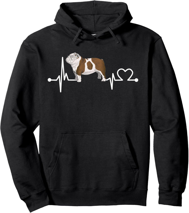 Englische Bulldogge Herzschlag Hemd Hund für Haustier Pullover Hoodie