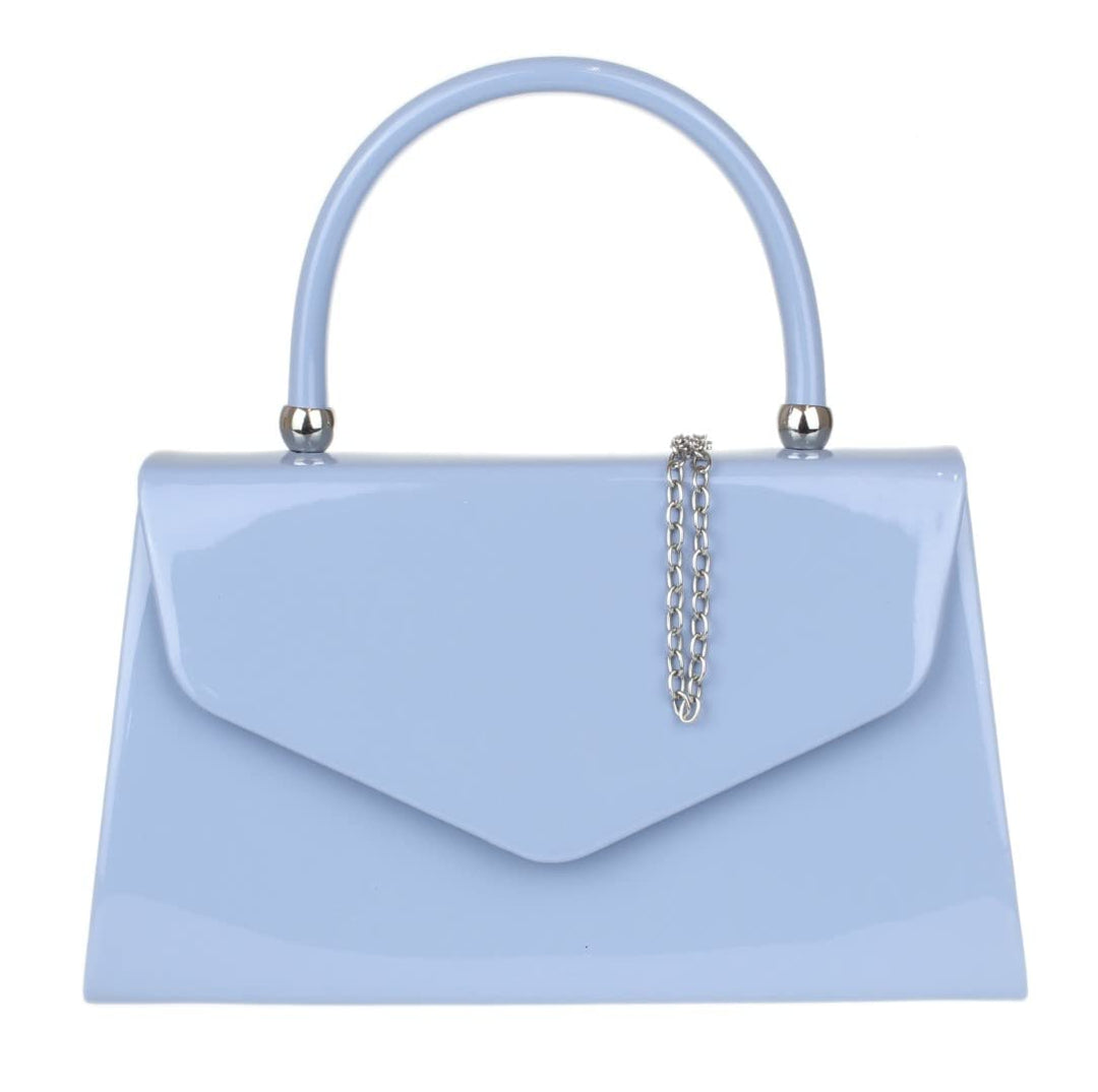 Girly Handbags Lack-Clutch-Tasche, Handtasche, kleines Hartschalenetui für Damen Baby Blau, Baby Bla