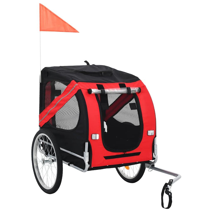 vidaXL Fahrradanhänger für Hunde Hundetransporter Hundeanhänger Fahrrad Anhänger Rot,Schwarz, Rot,Sc