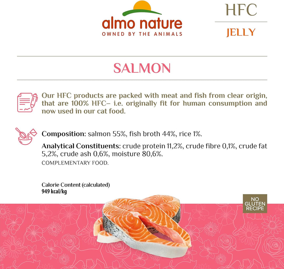 Almo Nature HFC Jelly Katzenfutter nass - Lachs 24er Pack (24 x 70g) Lachs 70 g (24er Pack), Lachs 7